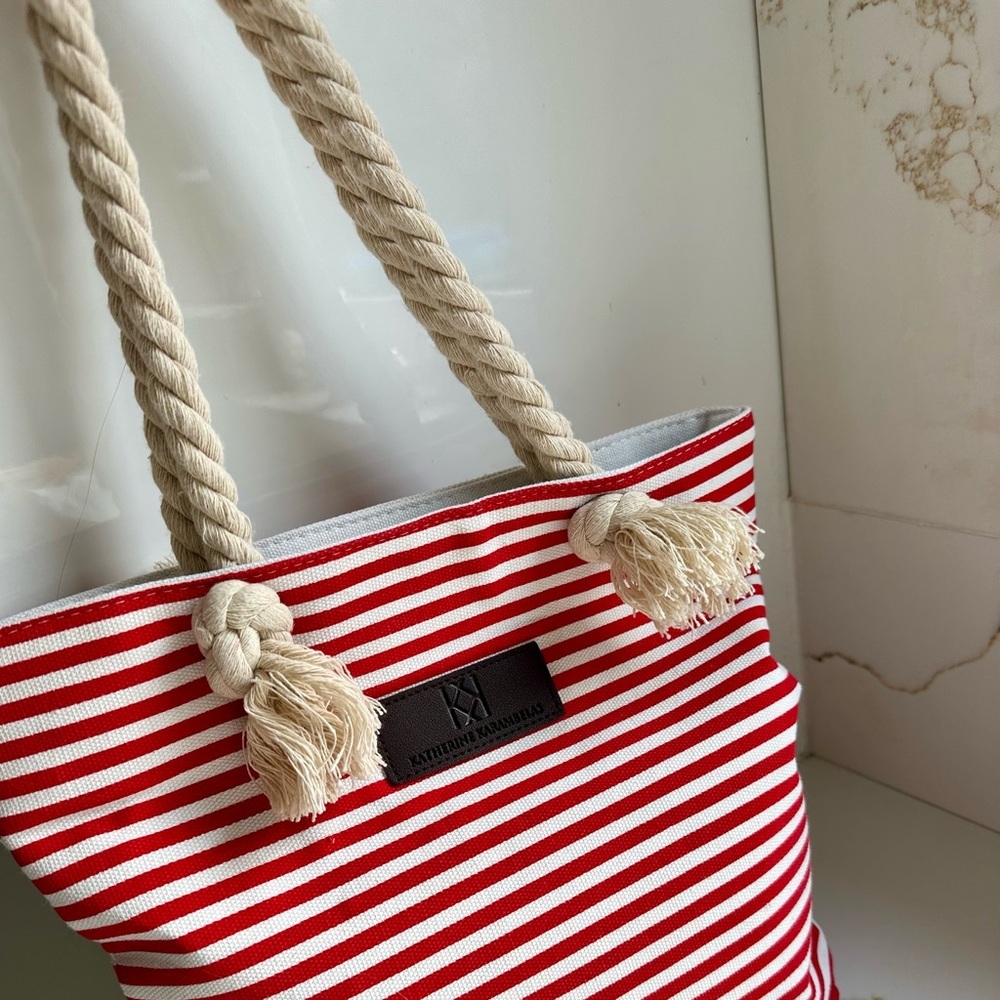 Katherine Karambelas striped canvas tote bag